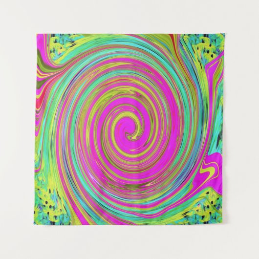 Groovy Abstrakt Pink und Türkis Swirl Wandteppich (Vorderseite)