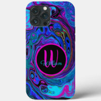 Groovy Abstrakt Retro Blau und Lila Swirl