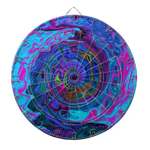 Groovy Abstrakt Retro Blau und Lila Swirl Dartscheibe