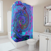 Groovy Abstrakt Retro Blau und Lila Swirl Duschvorhang (Beispiel)
