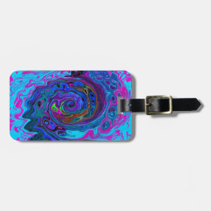 Groovy Abstrakt Retro Blau und Lila Swirl Gepäckanhänger