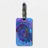 Groovy Abstrakt Retro Blau und Lila Swirl Gepäckanhänger (Rückseite vertikal)