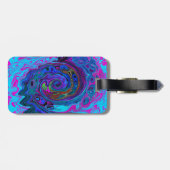Groovy Abstrakt Retro Blau und Lila Swirl Gepäckanhänger (Rückseite horizontal)