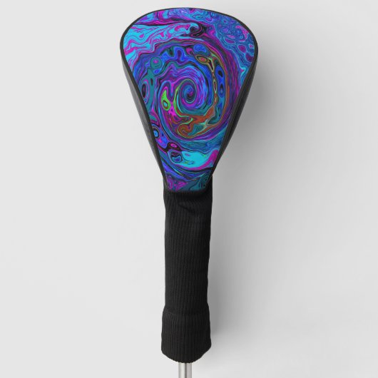 Groovy Abstrakt Retro Blau und Lila Swirl Golf Headcover (Vorderseite)