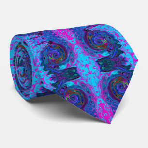 Groovy Abstrakt Retro Blau und Lila Swirl Krawatte