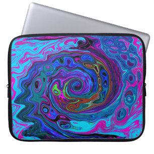 Groovy Abstrakt Retro Blau und Lila Swirl Laptopschutzhülle