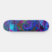 Groovy Abstrakt Retro Blau und Lila Swirl Skateboard (Horizontal)