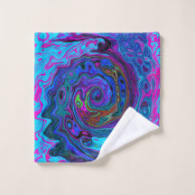 Groovy Abstrakt Retro Blau und Lila Swirl