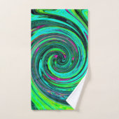 Groovy Abstrakt Retro Green und Magenta Swirl Badhandtuch Set (Handtuch)