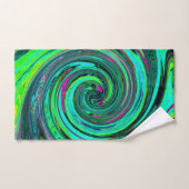 Groovy Abstrakt Retro Green und Magenta Swirl Badhandtuch Set (Handtuch)