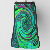 Groovy Abstrakt Retro Green und Magenta Swirl Golf Headcover (Rotieren 90)
