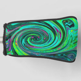 Groovy Abstrakt Retro Green und Magenta Swirl Golf Headcover