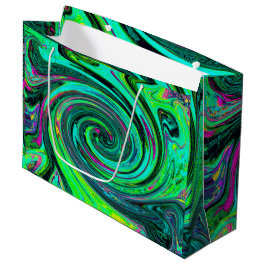 Groovy Abstrakt Retro Green und Magenta Swirl Große Geschenktüte