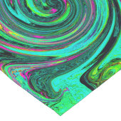 Groovy Abstrakt Retro Green und Magenta Swirl Großer Tischläufer (Ecke)