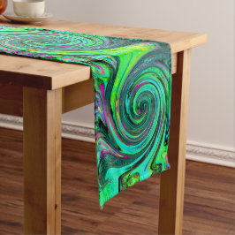Groovy Abstrakt Retro Green und Magenta Swirl Großer Tischläufer
