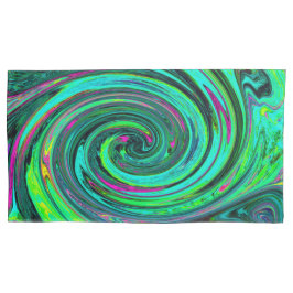 Groovy Abstrakt Retro Green und Magenta Swirl Kissenbezug
