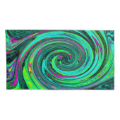 Groovy Abstrakt Retro Green und Magenta Swirl Kissenbezug (Rückseite-Rechts)