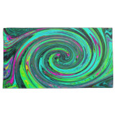 Groovy Abstrakt Retro Green und Magenta Swirl Kissenbezug (Vorderseite-Rechts)