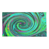 Groovy Abstrakt Retro Green und Magenta Swirl Kissenbezug (Rückseite-Links)