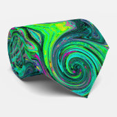 Groovy Abstrakt Retro Green und Magenta Swirl Krawatte (Gerollt)
