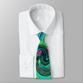 Groovy Abstrakt Retro Green und Magenta Swirl Krawatte (Gebunden)