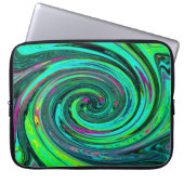 Groovy Abstrakt Retro Green und Magenta Swirl Laptopschutzhülle (Vorderseite)