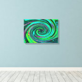Groovy Abstrakt Retro Green und Magenta Swirl Leinwanddruck (Insitu (Holzboden))