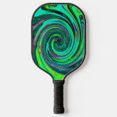 Groovy Abstrakt Retro Green und Magenta Swirl Pickleball Schläger (Vorderseite)