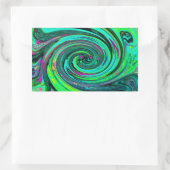 Groovy Abstrakt Retro Green und Magenta Swirl Rechteckiger Aufkleber (Tasche)