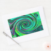 Groovy Abstrakt Retro Green und Magenta Swirl Rechteckiger Aufkleber (Umschlag)