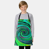 Groovy Abstrakt Retro Green und Magenta Swirl Schürze (Getragen)
