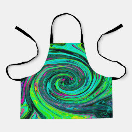 Groovy Abstrakt Retro Green und Magenta Swirl Schürze
