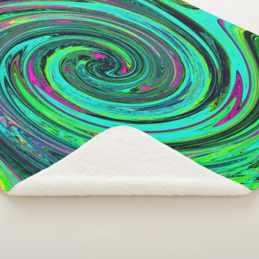 Groovy Abstrakt Retro Green und Magenta Swirl Sherpadecke (3/4)