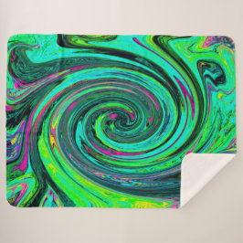 Groovy Abstrakt Retro Green und Magenta Swirl Sherpadecke