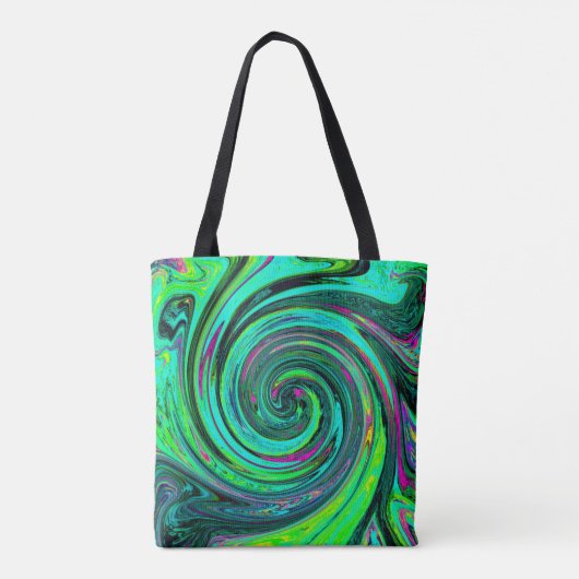 Groovy Abstrakt Retro Green und Magenta Swirl Tasche (Rückseite)