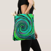 Groovy Abstrakt Retro Green und Magenta Swirl Tasche (Von Nahem)