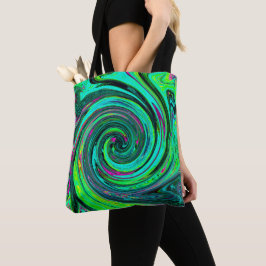 Groovy Abstrakt Retro Green und Magenta Swirl Tasche