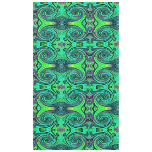 Groovy Abstrakt Retro Green und Magenta Swirl Tischdecke (Vorderseite)
