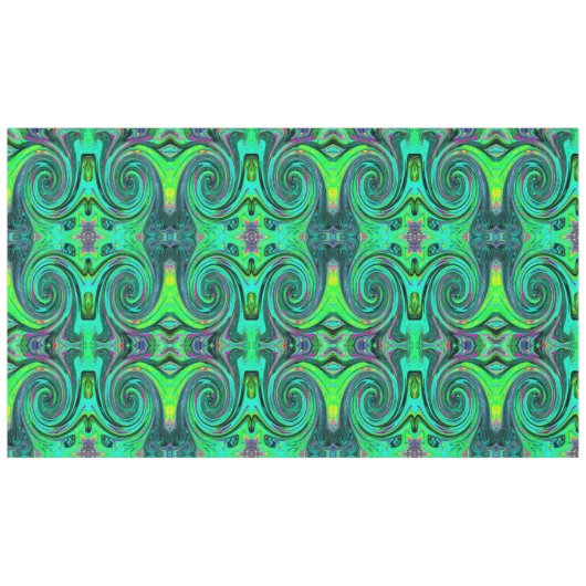 Groovy Abstrakt Retro Green und Magenta Swirl Tischdecke (Vorderseite (Horizontal))