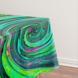 Groovy Abstrakt Retro Green und Magenta Swirl Tischdecke