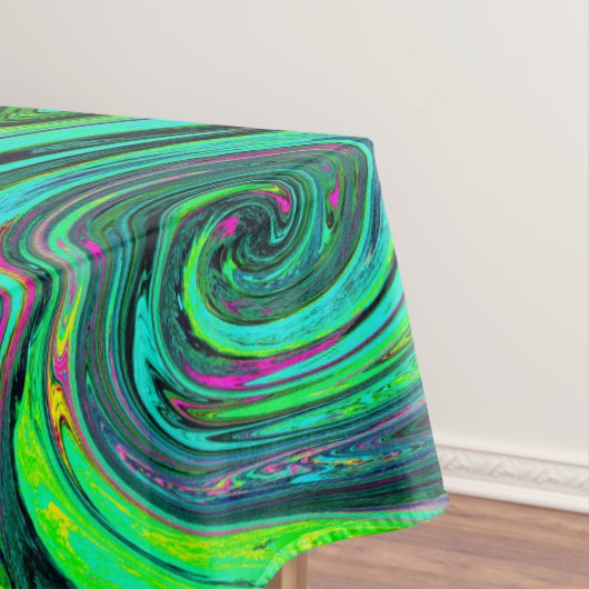 Groovy Abstrakt Retro Green und Magenta Swirl Tischdecke (Beispiel)