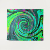 Groovy Abstrakt Retro Green und Magenta Swirl Wandteppich (Vorderseite (Horizontal))