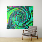 Groovy Abstrakt Retro Green und Magenta Swirl Wandteppich (Beispiel (Horizontal))