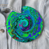 Groovy Abstrakt Retro Grün und Blau Swirl Button (Beispiel)