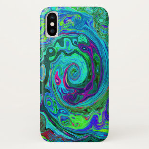 Groovy Abstrakt Retro Grün und Blau Swirl Case-Mate iPhone Hülle