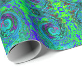 Groovy Abstrakt Retro Grün und Blau Swirl Geschenkpapier (Rolleneckpunkt)