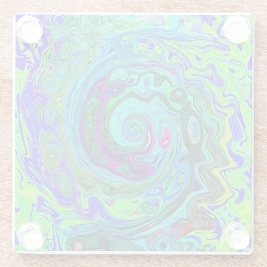 Groovy Abstrakt Retro Grün und Blau Swirl Glasuntersetzer (Rückseite)