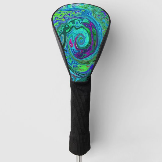 Groovy Abstrakt Retro Grün und Blau Swirl Golf Headcover (Vorderseite)