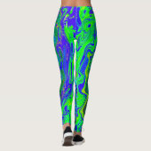 Groovy Abstrakt Retro Grün und Blau Swirl Leggings (Rückseite)