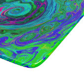 Groovy Abstrakt Retro Grün und Blau Swirl Schneidebrett (Ecke)